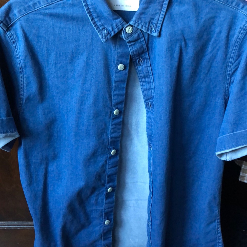 Men’s designer denim button up shirt